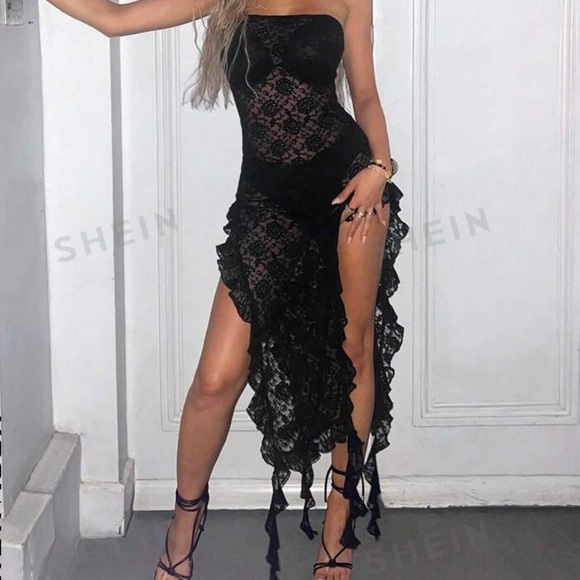 NEW WITH TAG LACE TUBE DRESS FRINGE - Picture 1 of 6